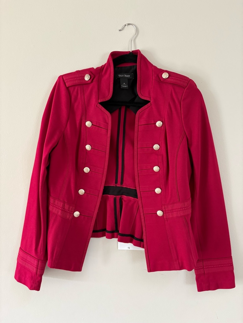 WHBM Women's Raspberry Military-Style Peplum Jacket size 8